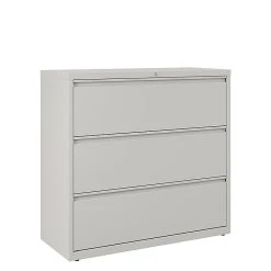 Staples 3-Drawer Lateral File Cabinet, Locking, Letter/Legal, Gray, 42"W (23203D)