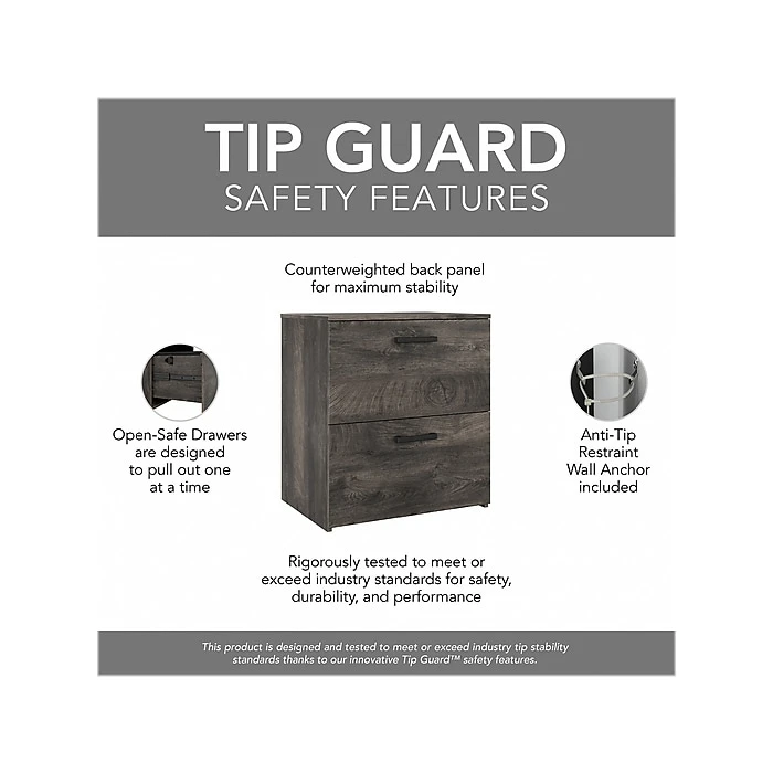 Kathy Ireland® Home By Bush Furniture City Park Lateral File Cabinet, Letter/Legal, 30"H, Dark Gray Hickory (CPF127GH-03) 4 Kathy Ireland® Home By Bush Furniture City Park Lateral File Cabinet, Letter/Legal, 30"H, Dark Gray Hickory (CPF127GH-03) - Image 4