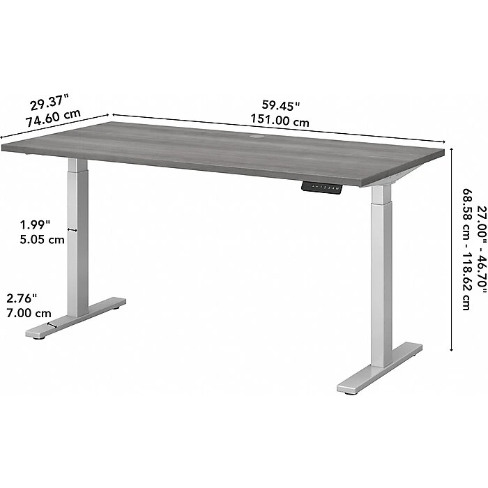 Bush Business Furniture Move 60 Series 27"-47"H Adjustable Standing Desk, Platinum Gray/Cool Gray Metallic (M6S6030PGSK) 5 Bush Business Furniture Move 60 Series 27"-47"H Adjustable Standing Desk, Platinum Gray/Cool Gray Metallic (M6S6030PGSK) - Image 5