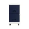 Space Solutions SOHO Smart File 2-Drawer Mobile File Cabinet, Letter Size, Lockable, 26.7"H X 18"D, Pearl White/Navy (25335)