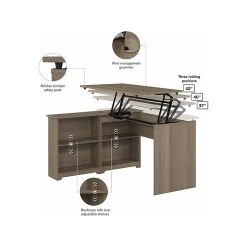 Bush Furniture Cabot 37-42"H Corner Adjustable Standing 3-Position Desk With Shelves, Ash Gray (WC31216) 9 Bush Furniture Cabot 37-42"H Corner Adjustable Standing 3-Position Desk With Shelves, Ash Gray (WC31216) -Staples Department Store 08ED404D D589 4F33 A5604AB38A170046 sc7