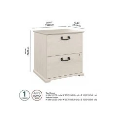 Bush Furniture Homestead 2-Drawer Lateral File Cabinet, Letter/Legal, Lockable, 30"H, Linen White Oak (HOF129LW-03) -Staples Department Store 11B724F3 505E 4B30 AFADA50261B55016 sc7