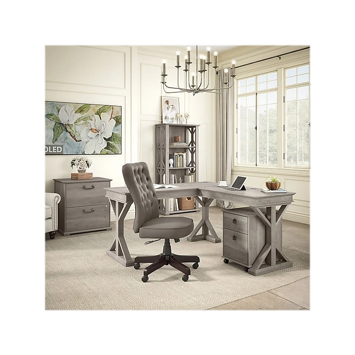 Bush Furniture Homestead 2-Drawer Mobile File Cabinet, Letter/Legal Size, 22.09"H X 16.46"W X 20"D, Driftwood Gray (HOF117DG-03) 6 Bush Furniture Homestead 2-Drawer Mobile File Cabinet, Letter/Legal Size, 22.09"H X 16.46"W X 20"D, Driftwood Gray (HOF117DG-03) - Image 6