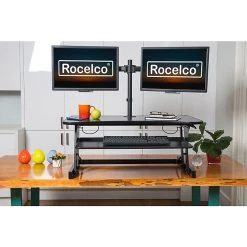 Rocelco 37" Deluxe Adjustable Desk Riser With Dual Monitor Desk Mount, Black (R DADRB-DM2) -Staples Department Store 213A9A02 A839 44FD 9C9A43706106B972 sc7