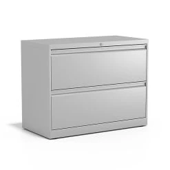 Staples Commercial 2 File Drawers Lateral File Cabinet, Locking, Gray, Letter/Legal, 36"W (20298D)