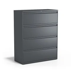 Staples 4-Drawer Lateral File Cabinet, Locking, Letter/Legal, Charcoal, 42"W (26826D)