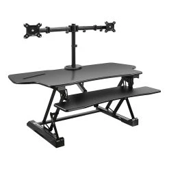 Mount-It! 6"-20"H Adjustable Sit-Stand Desk Converter With Dual-Monitor Mount, Black (MI-8053)