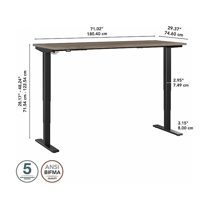 Bush Business Furniture Move 40 28"-48"H Electric Adjustable Standing Desk, Modern Hickory/Black (M4S7230MHBK) 5 Bush Business Furniture Move 40 28"-48"H Electric Adjustable Standing Desk, Modern Hickory/Black (M4S7230MHBK) - Image 5