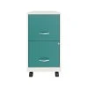 Space Solutions SOHO Smart File 2-Drawer File Cabinet, Letter Size, Lockable, 18"D, Pearl White/Teal (25333)