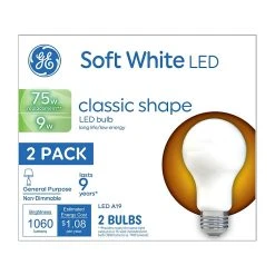 GE 9-Watt Soft White LED General-Purpose Bulb, 2/Pack (93109032)