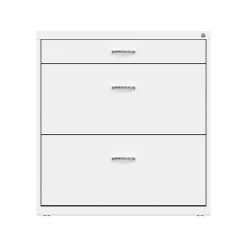 Space Solutions 3-Drawer Lateral File Cabinet, Letter/Legal Size, Lockable, 31.88"H X 30"W X 17.63"D, White (25071)