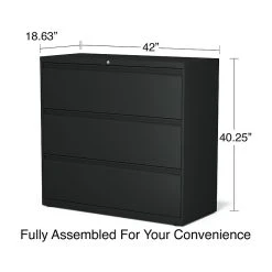 Staples HL8000 Commercial 3-Drawer Lateral File Cabinet, Locking, Letter/Legal, Black, 42"W (23202D) -Staples Department Store 5E0B0C10 329C 4123 B4D44C61125B4DF6 sc7