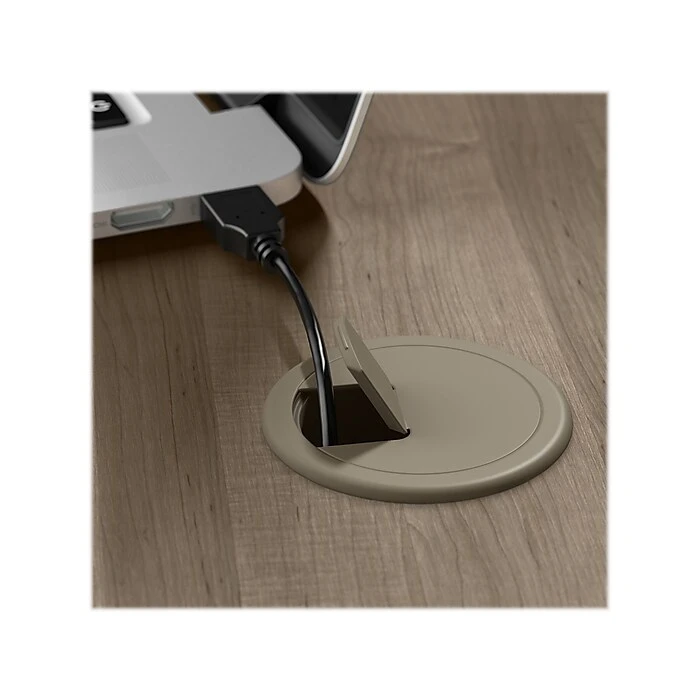 Bush Furniture Cabot 37-42"H Corner Adjustable Standing 3-Position Desk With Shelves, Ash Gray (WC31216) 6 Bush Furniture Cabot 37-42"H Corner Adjustable Standing 3-Position Desk With Shelves, Ash Gray (WC31216) - Image 6