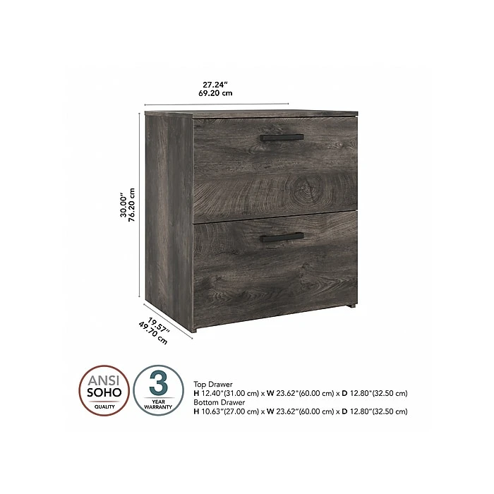 Kathy Ireland® Home By Bush Furniture City Park Lateral File Cabinet, Letter/Legal, 30"H, Dark Gray Hickory (CPF127GH-03) 5 Kathy Ireland® Home By Bush Furniture City Park Lateral File Cabinet, Letter/Legal, 30"H, Dark Gray Hickory (CPF127GH-03) - Image 5