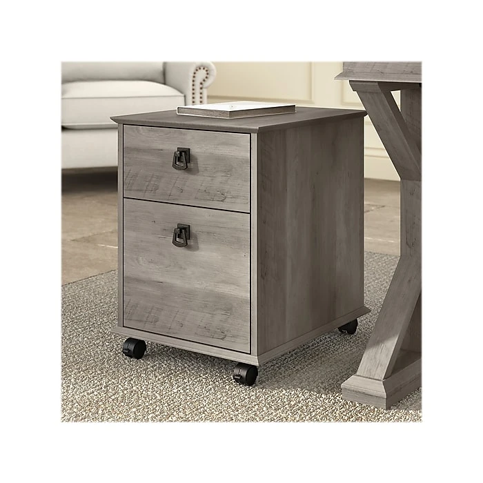 Bush Furniture Homestead 2-Drawer Mobile File Cabinet, Letter/Legal Size, 22.09"H X 16.46"W X 20"D, Driftwood Gray (HOF117DG-03) 2 Bush Furniture Homestead 2-Drawer Mobile File Cabinet, Letter/Legal Size, 22.09"H X 16.46"W X 20"D, Driftwood Gray (HOF117DG-03) - Image 2