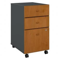 Bush Business Furniture Cubix 3 Drawer Mobile File Cabinet, Natural Cherry/Slate (WC57453PSU)