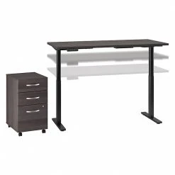 Bush Business Furniture Move 60 Series 27''-47'' Adjustable Standing Desk W/ Storage, Storm Gray/Black Powder Coat (M6S006SGSU)