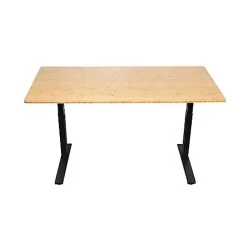 Uncaged Ergonomics Rise Up Electric Adjustable Height Standing Desk With Natural Bamboo Desktop Gray Frame, Black Desktop (RUbb)