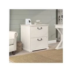 Bush Furniture Homestead 2-Drawer Lateral File Cabinet, Letter/Legal, Lockable, 30"H, Linen White Oak (HOF129LW-03) -Staples Department Store 7A179064 0DCC 455F 8F9DAE6AFD94D488 sc7