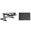Rocelco 32" Height Adjustable Standing Desk Converter With Anti Fatigue Mat Bundle, Black (R ADRB-MAFM)