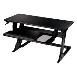 3M™ Precision Standing Desk, 35"W Adjustable Desk Riser With Gel Wrist Rest And Precise™ Mouse Pad, Black (SD60B)