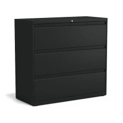 Staples HL8000 Commercial 3-Drawer Lateral File Cabinet, Locking, Letter/Legal, Black, 42"W (23202D)
