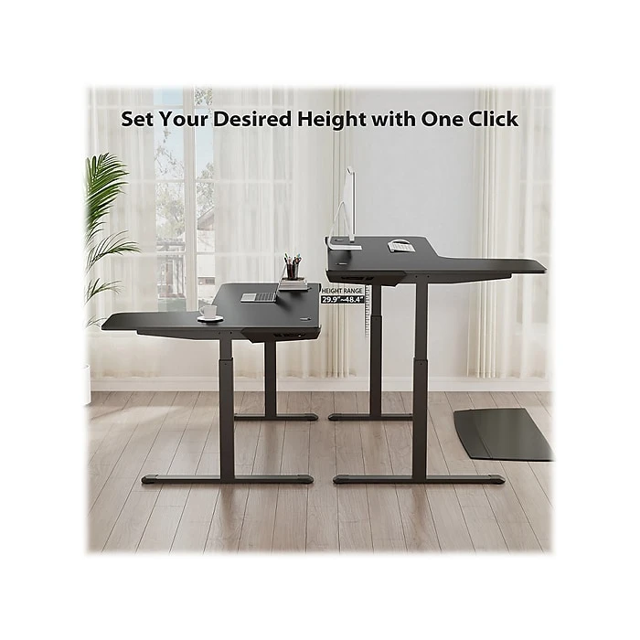 Eureka Ergonomic 30"-48"H L-Shaped Adjustable Standing Desk, Black (ED1875-BK) 6 Eureka Ergonomic 30"-48"H L-Shaped Adjustable Standing Desk, Black (ED1875-BK) - Image 6