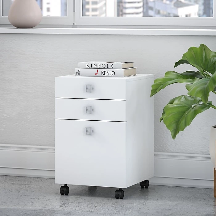 Office By Kathy Ireland® Echo 3 Drawer Mobile File Cabinet, Pure White/Pure White (KI60101-03) 2 Office By Kathy Ireland® Echo 3 Drawer Mobile File Cabinet, Pure White/Pure White (KI60101-03) - Image 2