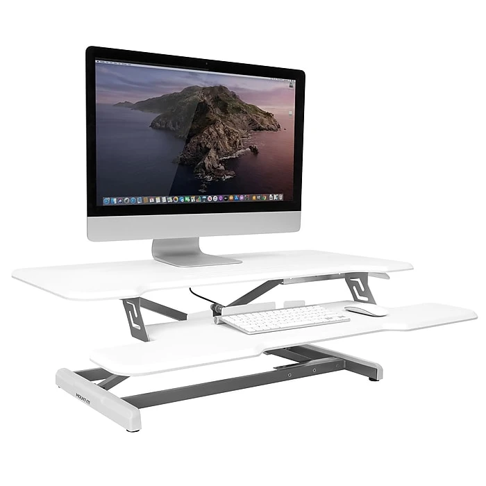 Mount-It! 5"-19"H Adjustable Standing Extra-Wide Desk Converter, White (MI-15005) 2 Mount-It! 5"-19"H Adjustable Standing Extra-Wide Desk Converter, White (MI-15005) - Image 2