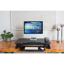 Rocelco 32" Ergonomic Adjustable Desk Riser With Energizing Anti-Fatique Mat (R EADRB-MAFM) -Staples Department Store C31888C5 8624 4F8E 83D0A2A58BAEAB04 sc7