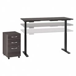 Bush Business Furniture Move 60 Series 27''-47'' Adjustable Standing Desk W/ Storage, Storm Gray/Black Powder Coat (M6S005SGSU)