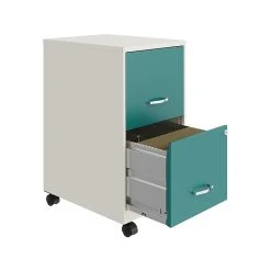 Space Solutions SOHO Smart File 2-Drawer File Cabinet, Letter Size, Lockable, 18"D, Pearl White/Teal (25333) -Staples Department Store DE53EE9E C26F 4489 94CBE552C526AEDB sc7