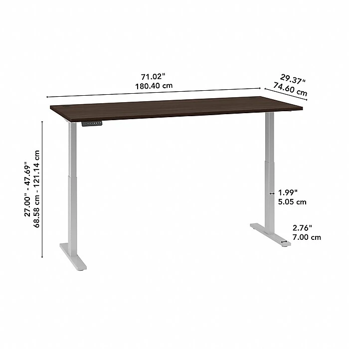 Bush Business Furniture Move 60 Series 27"-48" Adjustable Standing Desk, Black Walnut/Cool Gray Metallic (M6S7230BWSK) 5 Bush Business Furniture Move 60 Series 27"-48" Adjustable Standing Desk, Black Walnut/Cool Gray Metallic (M6S7230BWSK) - Image 5