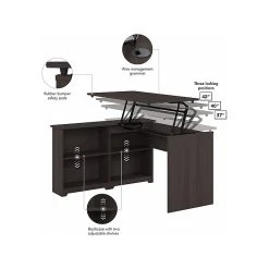 Bush Furniture Cabot 37-42"H Corner Adjustable Standing 3-Position Desk With Shelves, Heather Gray (WC31716) -Staples Department Store E45CAF7B 26CC 45C2 A00E187A69E2A1F4 sc7