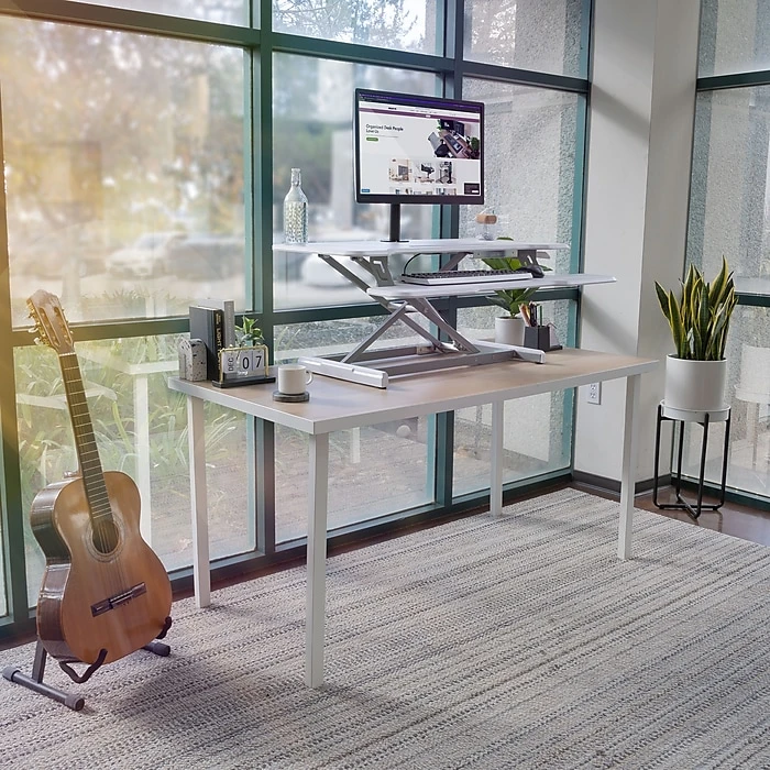 Mount-It! 5"-19"H Adjustable Standing Extra-Wide Desk Converter, White (MI-15005) 4 Mount-It! 5"-19"H Adjustable Standing Extra-Wide Desk Converter, White (MI-15005) - Image 4