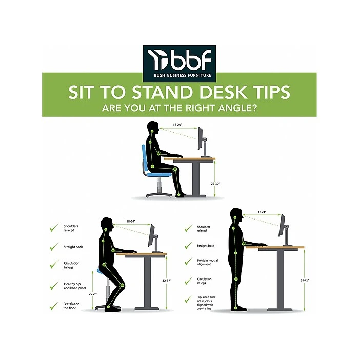 Bush Business Furniture Move 40 28"-48"H Electric Adjustable Standing Desk, White/Black (M4S4830WHBK) 4 Bush Business Furniture Move 40 28"-48"H Electric Adjustable Standing Desk, White/Black (M4S4830WHBK) - Image 4