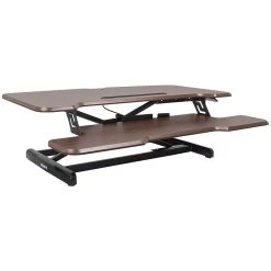 Mount-It! 5"-19"H Adjustable Extra-Wide Sit-Stand Desk Converter, Dark Walnut Woodgrain (MI-15006)
