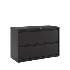 Staples Commercial 2 File Drawers Lateral File Cabinet, Locking, Black, Letter/Legal, 42.13"W (20060D)