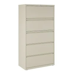 Staples Commercial HL8000 5 File Drawers Lateral File Cabinet, Locking, Putty/Beige, Letter/Legal, 36"W (21744D)