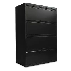 Four-Drawer Lateral File Cabinet, 36w X 19-1/4d X 54h, Black