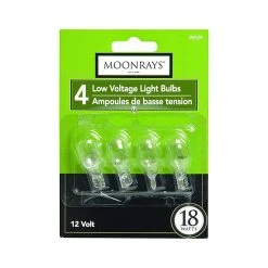 Moonrays 95529 18-Watt 12-Volt Wedge Base Replacement Light Bulb, 4-Pack, Clear Glass