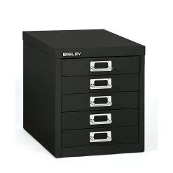 Bisley® 5-Drawer Steel Desktop Multidrawer Storage Cabinet, Black (MD5-BK)