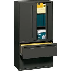 HON® 700 Series 2 Drawer Lateral File Cabinet W/Roll-Out & Posting Shelves, Charcoal, Letter/Legal, 36"W (HON785LSS)