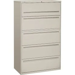 HON® Brigade 700 Series Lateral File, 5-Drawer, 64Hx42Wx19-1/4"D, Light Grey