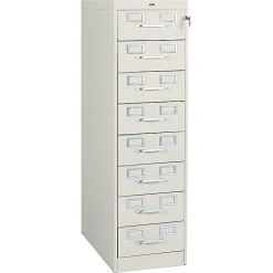 8-Drawer Multimedia Cabinet For 3x5 & 4x6 Cards, Putty, 43,400 Card Capacity, 52Hx15Wx28-1/2"D