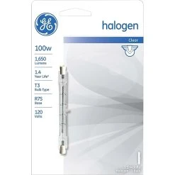 100 Watt GE T-3 Double Ended Halogen Light Bulb, Clear