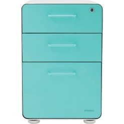Stow 3-Drawer File Cabinet, White + Aqua -Staples Department Store s0895676 sc7