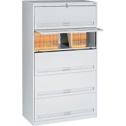Tennsco Closed Fixed Shelf Lateral File, Light Gray, 5-Shelf, 63 1/2"H