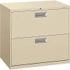 HON® Brigade® 600 Series Lateral, 2-Drawer, Putty, 19.25"D