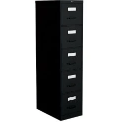 Global 2500 Series 5-Drawer Vertical File Cabinet, Black, 25"D (TD25-501-BLK)